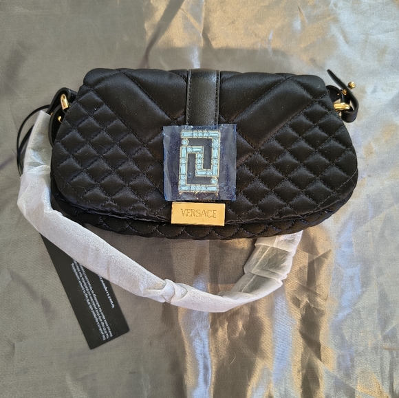 Versace La Greca Mini Goddesses Black Satin Bag NWT - Picture 5 of 7